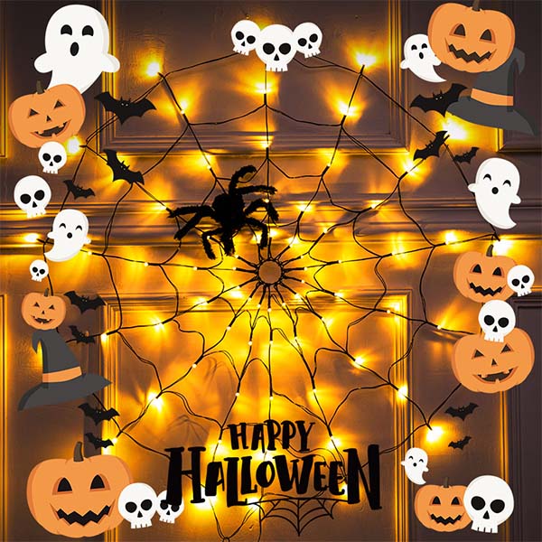 Mintiml® Halloween LED Giant Spider Web Light