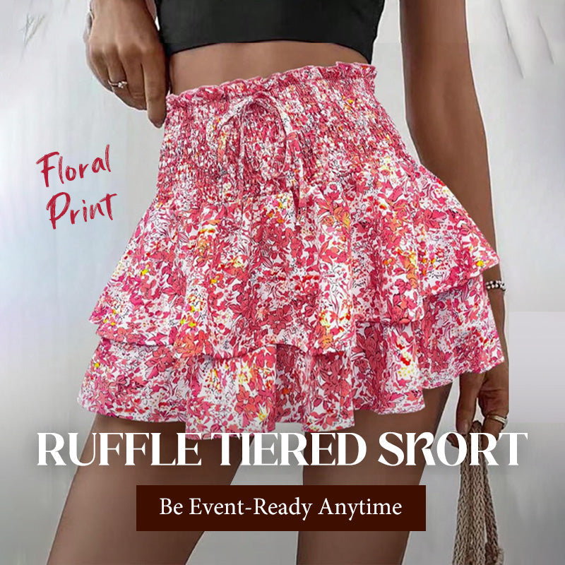 Floral Tied Ruffled Skirt