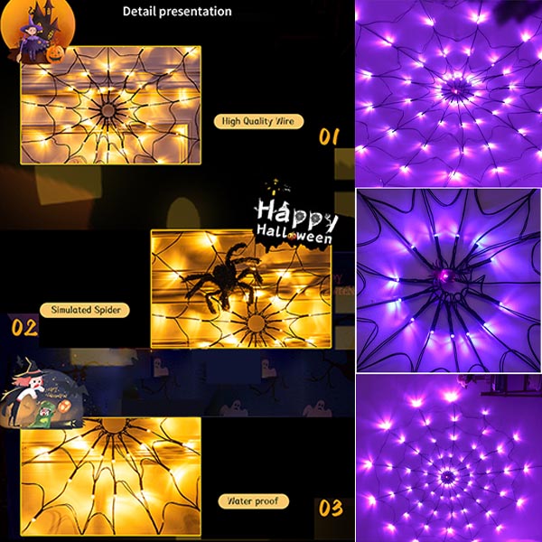 Mintiml® Halloween LED Giant Spider Web Light