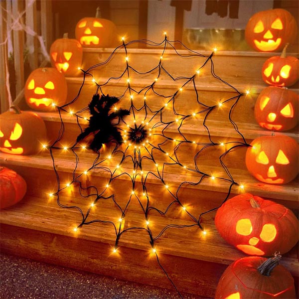 Mintiml® Halloween LED Giant Spider Web Light