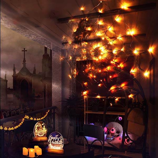 Mintiml® Halloween LED Giant Spider Web Light