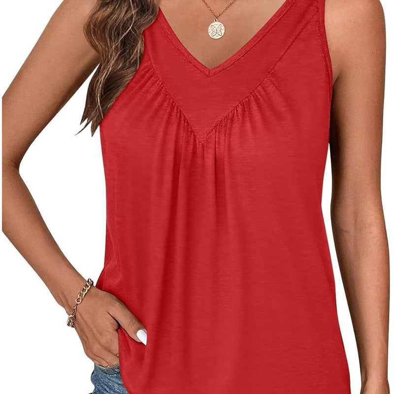 Women’s V-Neck Sleeveless Tank Top – Effortless Comfort & Chic Style! ✨👚