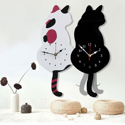 💖Nordic Cat Wagging Tail Wall Clock