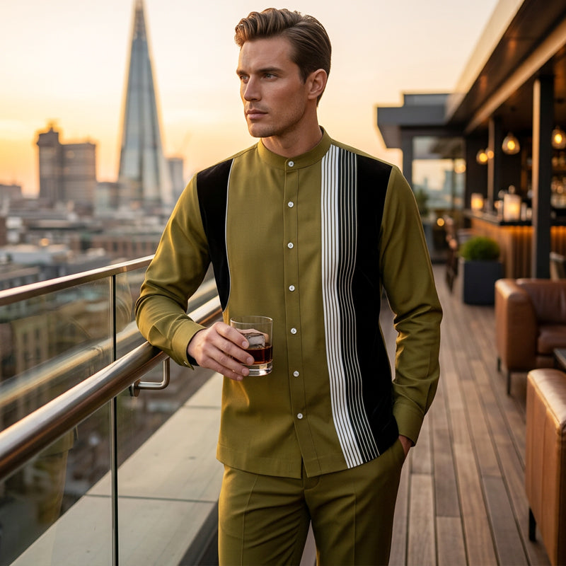 👔 Men's Striped Shirt & Pants 2-Piece Set✨ Effortless Style✨