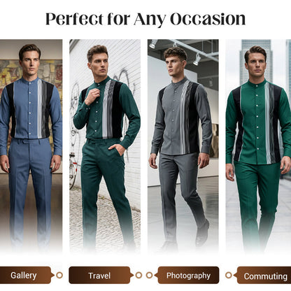 👔 Men's Striped Shirt & Pants 2-Piece Set✨ Effortless Style✨