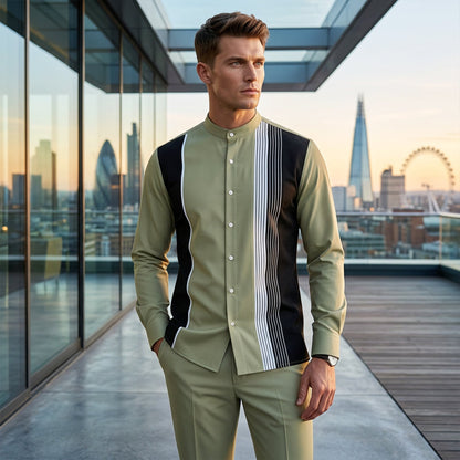 👔 Men's Striped Shirt & Pants 2-Piece Set✨ Effortless Style✨