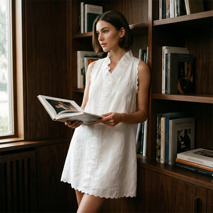 Women's Ruffle Trim Button-Front Mini Dress