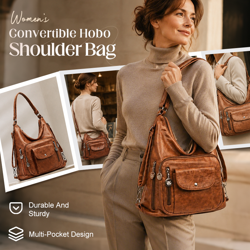 Convertible Multi-Pocket Shoulder Bag for Women