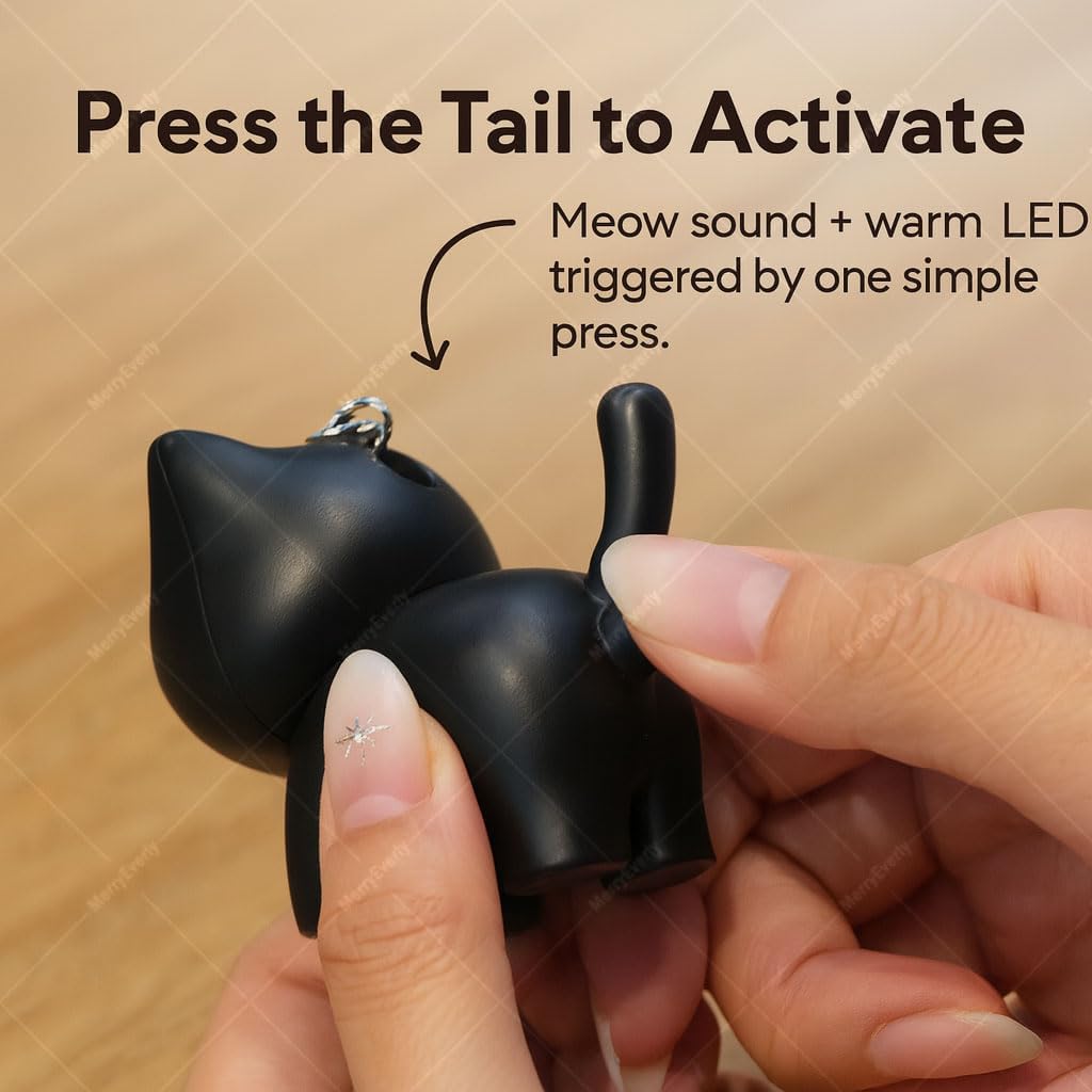 🌙 🌟Black Cat Night Light Keychain