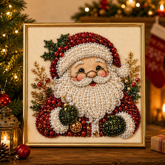🎄✨ DIY Christmas Pearl Bead Art Kit – 5 Festive Designs, 3D Raised Beads & Display Frame Included | Holiday Wall Decor 🖼️🎨