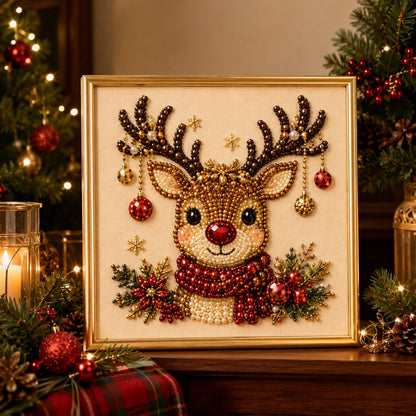🎄✨ DIY Christmas Pearl Bead Art Kit – 5 Festive Designs, 3D Raised Beads & Display Frame Included | Holiday Wall Decor 🖼️🎨