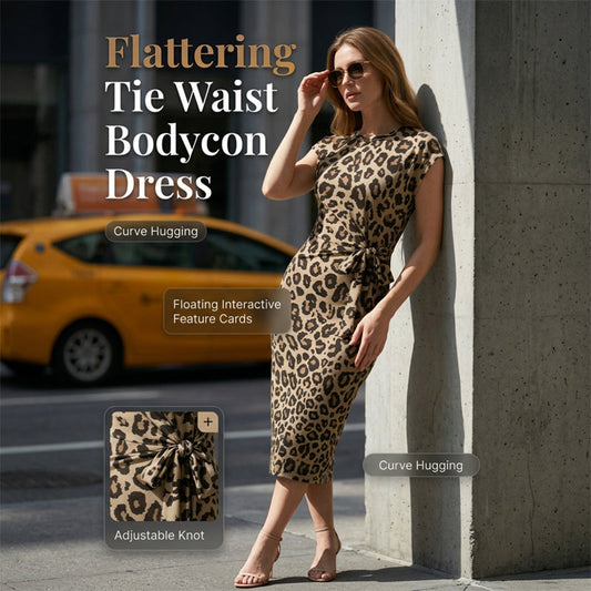 🌸Women's Knot Bodycon Dress – Leopard print, tummy-flattering knot. Comfy & chic for parties or date nights. Feel gorgeous. ✨🌹
