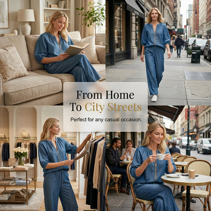 🔥Women's Solid Color 2-Piece Casual Tracksuit Set