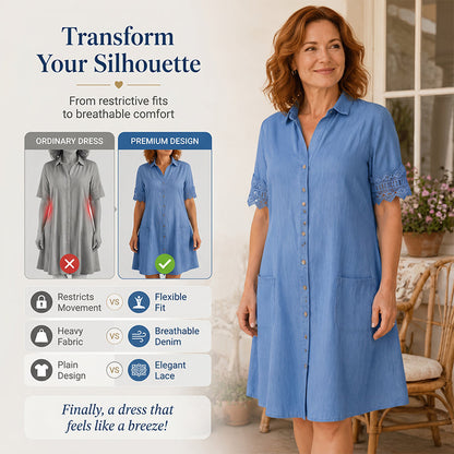 🔥Women's Casual Loose Fit Denim Dress with Pockets