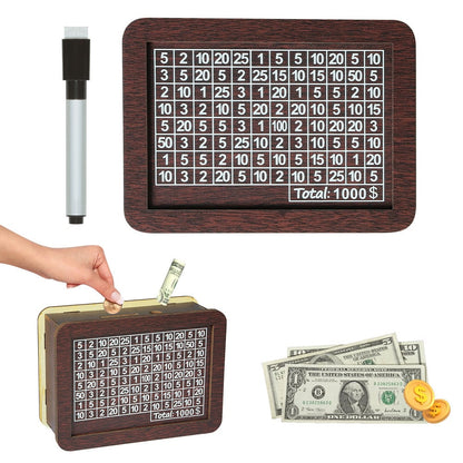 🔥Retro Style Wooden Money Box with Counter Piggy Bank Handmade Saving Money Goal Piggy Bank