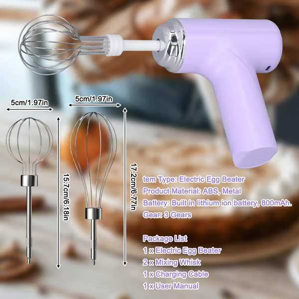 🍳 Embrace Cord-Free Cooking Freedom✨ Cordless Handheld Electric Mixer - For Effortless, Mess-Free Mixing Anytime, Anywhere! 🎉