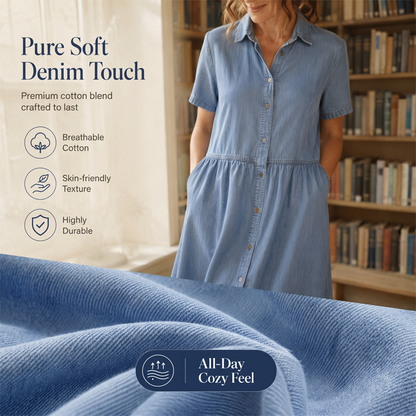 🔥Limited-time offer-Women's Elegant & Casual Denim Shirt Dress