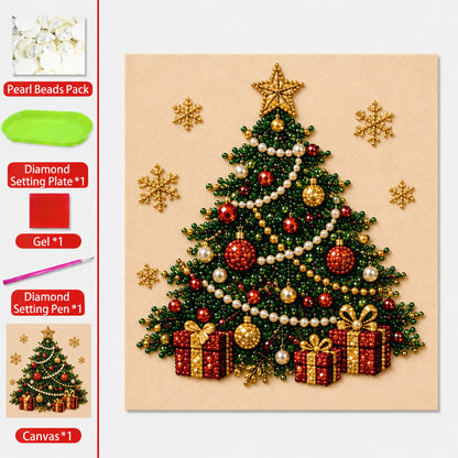 🎄✨ DIY Christmas Pearl Bead Art Kit – 5 Festive Designs, 3D Raised Beads & Display Frame Included | Holiday Wall Decor 🖼️🎨