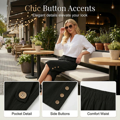 👖New Arrival❣️Women's Casual Comfortable Elastic Waist Capri Pants