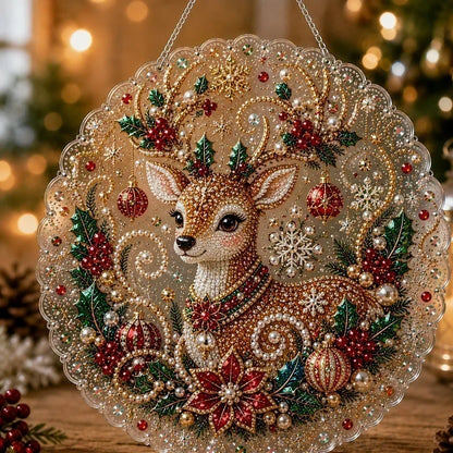 🎄Christmas Pearl Diamond Art Hanging Ornament Kit | Resistant Non-Fading Pearl Beads DIY Handmade Holiday Hanging Decor 🎅💎