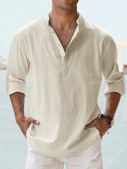 🔥Men's Cotton Linen Casual Long Sleeve Shirt