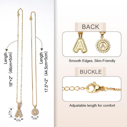 💖2 Pack - Initial Letter Pendant Necklaces