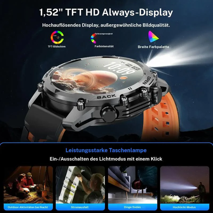 ⌚1.52" HD smartwatch for men – Phone calls and music control – Multiple sports modes – IP68 waterproof – Long battery life