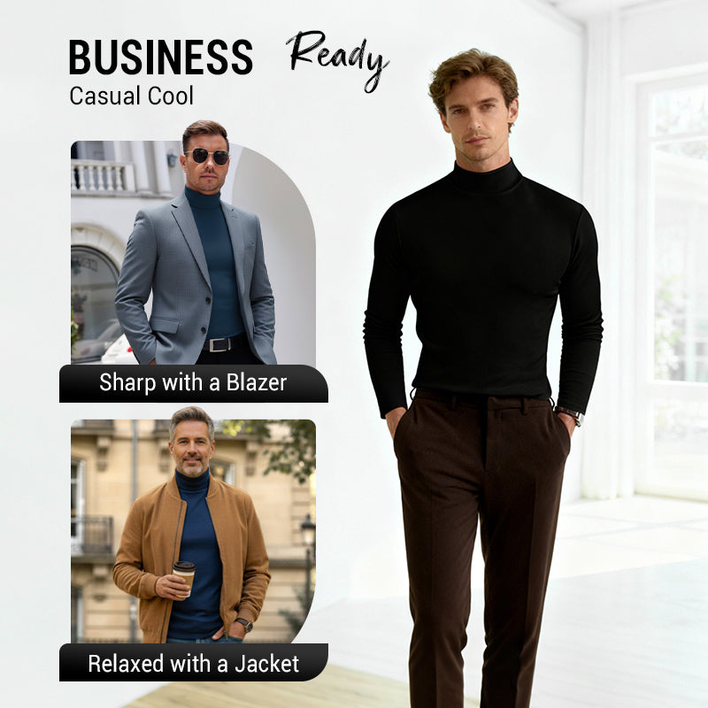 🔥 Men's High Neck Slim Fit T-Shirt - Stretchy & Breathable for Gym or Casual, Modern Style & Comfort 🏃‍♂️📦