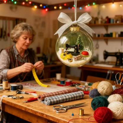 🎄  Holiday Sewing Snow Globe -DIY Craft Ornament with Glitter & Mini Figures, Festive Decor for Tree or Gift 🧵📦