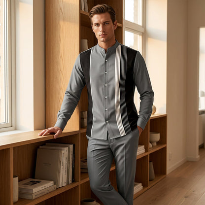 👔 Men's Striped Shirt & Pants 2-Piece Set✨ Effortless Style✨