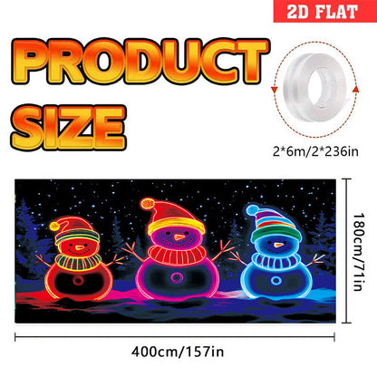 🎇🚪UV Activated Christmas Garage Door Cover Banner, Glows in Dark🔥🎉