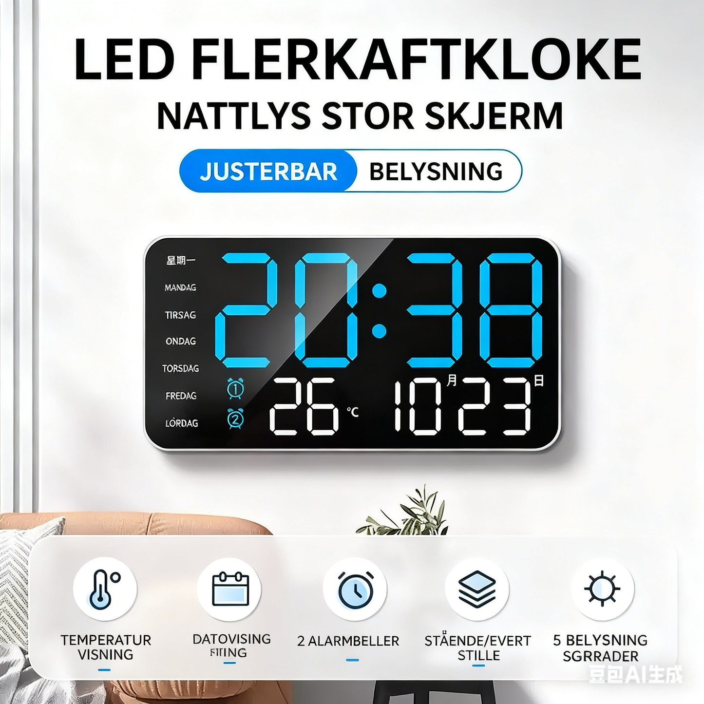 🕰️Multifunctional Decorative LED Digital Wall Clock