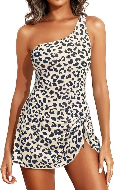 ⛱️One Shoulder Skirted One Piece Swimsuit