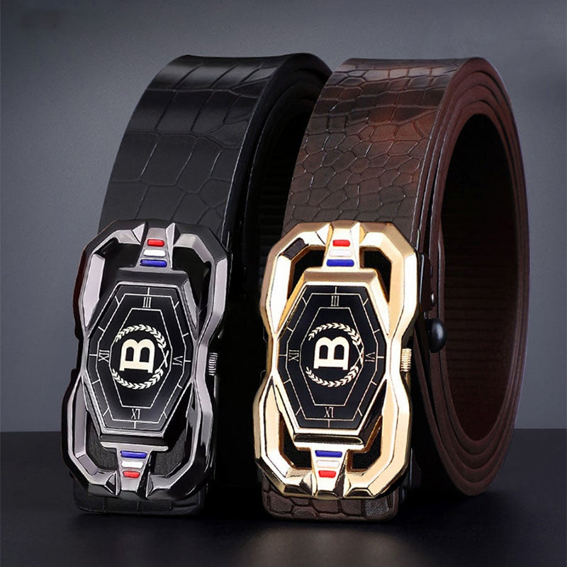 🐊Men‘s Crocodile-Pattern Belt – Automatic Buckle, Genuine Leather & Versatile 👔📦