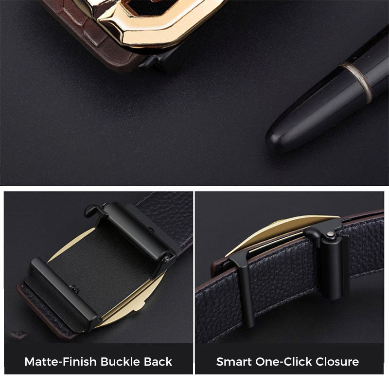 🐊Men‘s Crocodile-Pattern Belt – Automatic Buckle, Genuine Leather & Versatile 👔📦