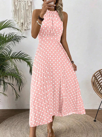 Women's Polka Dot Halter Neck Dress👗