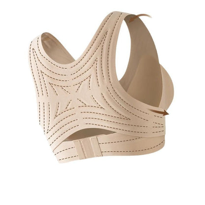 Women’s Beige Wireless Bra, Soft Breathable Non-removable Moulded Cups, Yoga Fitness Sportswear for Gym & Daily Training