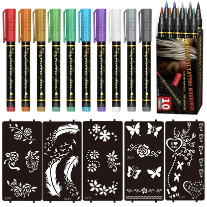 🎨Perfect For Unique Body Art🔥Temporary Tattoo Markers for Skin
