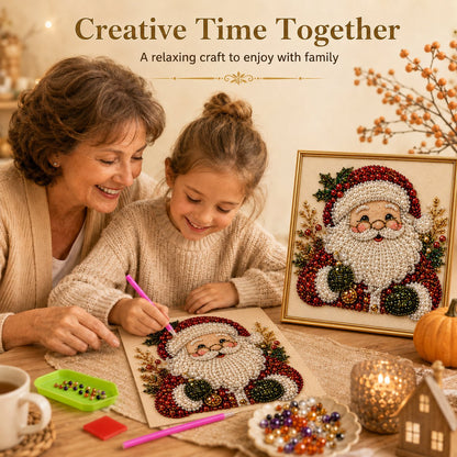 🎄✨ DIY Christmas Pearl Bead Art Kit – 5 Festive Designs, 3D Raised Beads & Display Frame Included | Holiday Wall Decor 🖼️🎨
