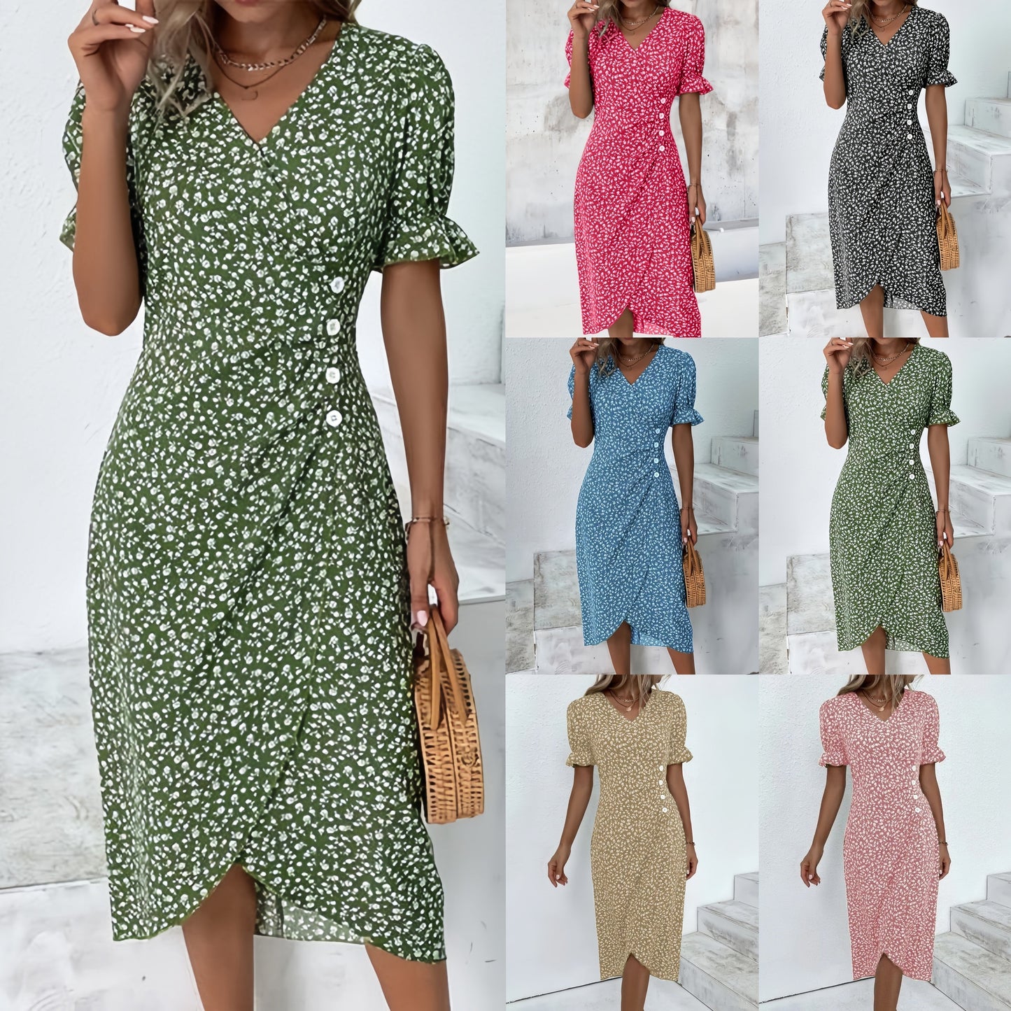 🌷Women's Floral V-neck Printed Dress