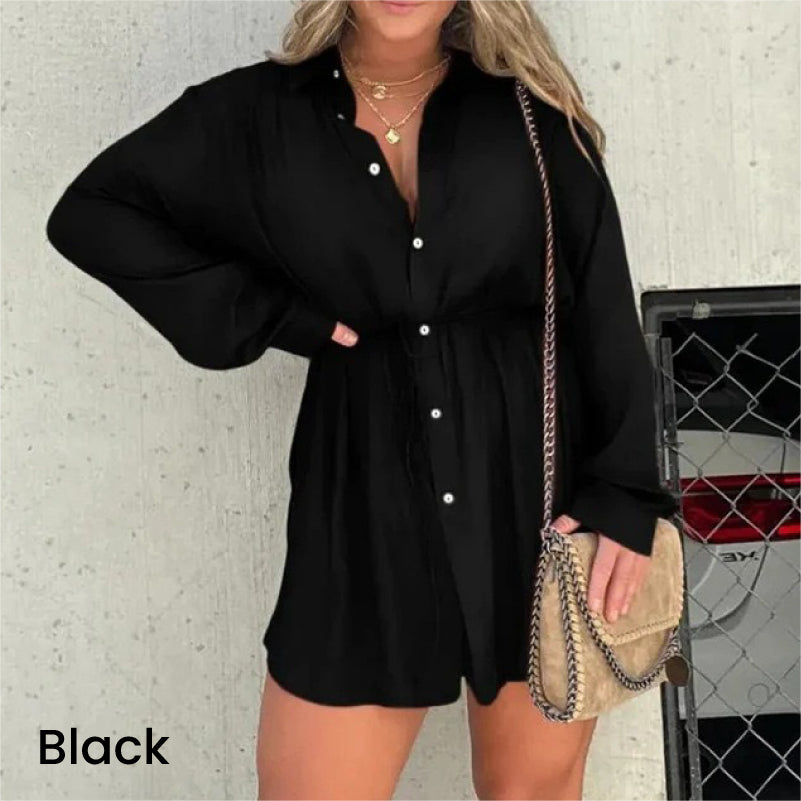 2024 New Year Hot Sale🔥Women's Solid Color Long Sleeve Shirt Suit-8