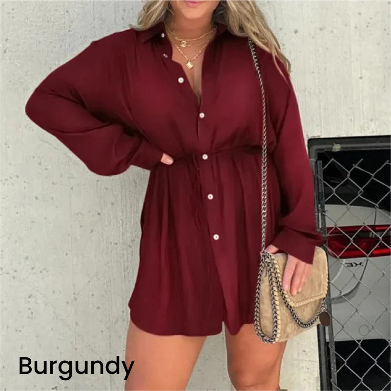 2024 New Year Hot Sale🔥Women's Solid Color Long Sleeve Shirt Suit-12