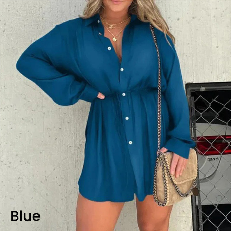 2024 New Year Hot Sale🔥Women's Solid Color Long Sleeve Shirt Suit-13