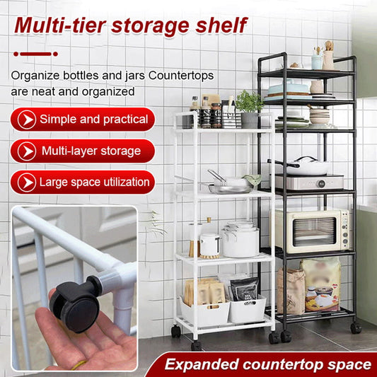 🔥Limited Time 37% OFF🔥Multi-Tier Storage Shelf with Sliding Wheels