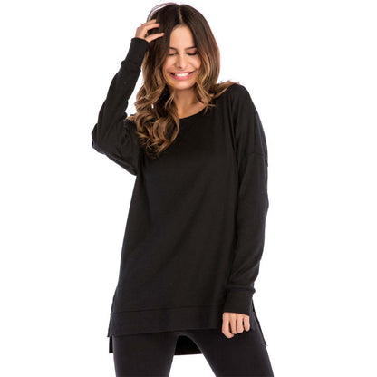 💥new pattern💕Women's Crewneck Long Sleeves Side Split Tunic Top