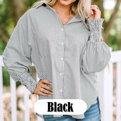 🔥HOT PRODUCT🔥Women's Striped Shirt with Elastic Sleeves