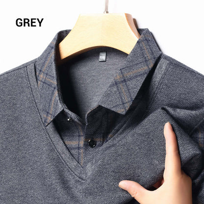 🔥Men's Fake Two Piece Lapel Long-Sleeve Tops