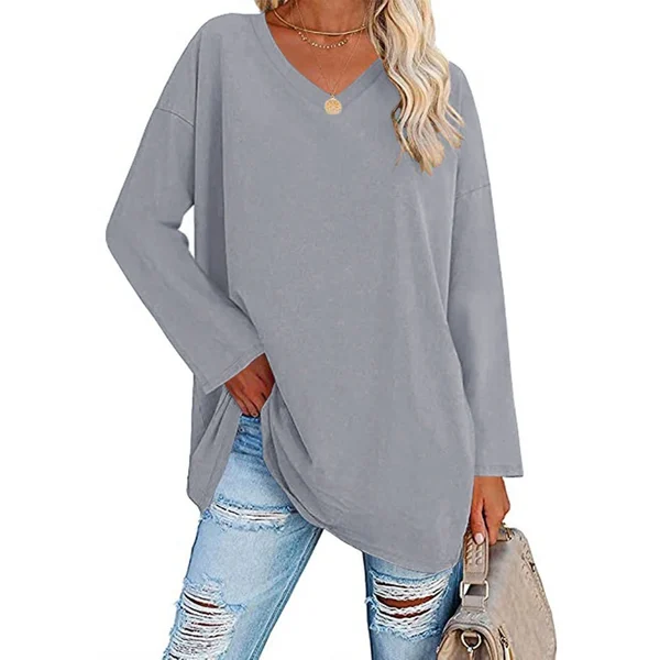 💋Women's Loose Long Sleeve Fashion V-neck Top