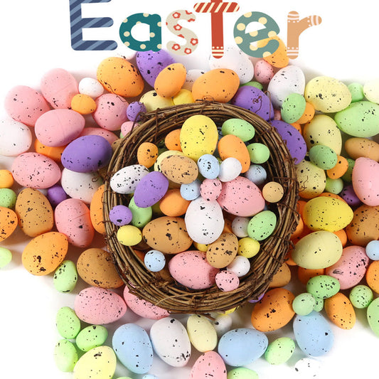 100pcs Easter Colored Foam Simulated Speckled Eggs