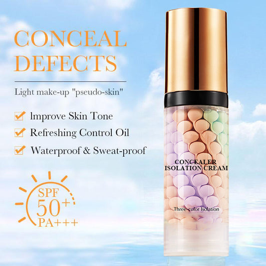 3-color Delicate Hydration Brighten Skin Tone Waterproof Concealer Isolation Cream